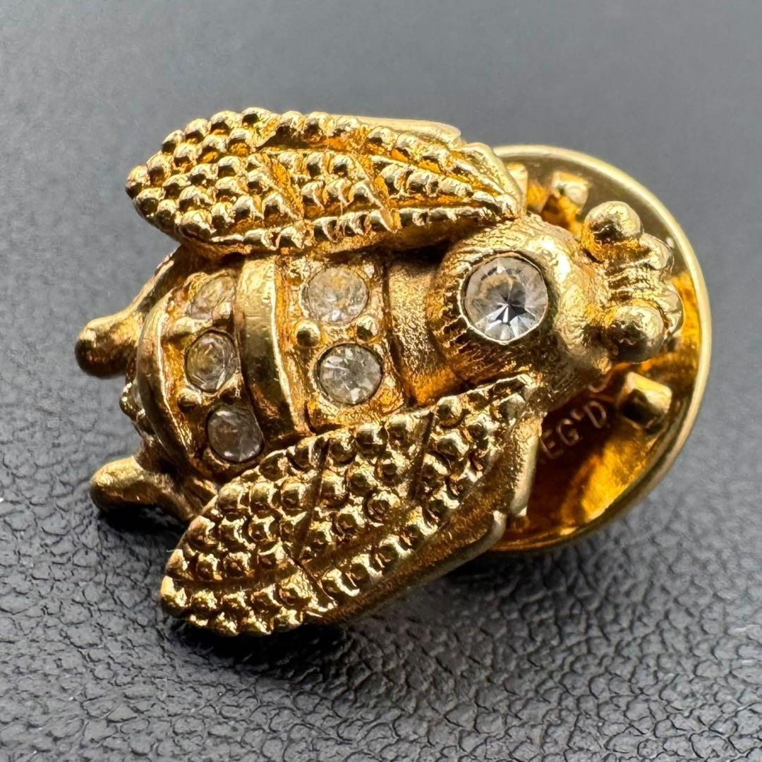 美品 Dior クリスチャンディオール ミツバチ ピンバッジ 蜂 ゴールド