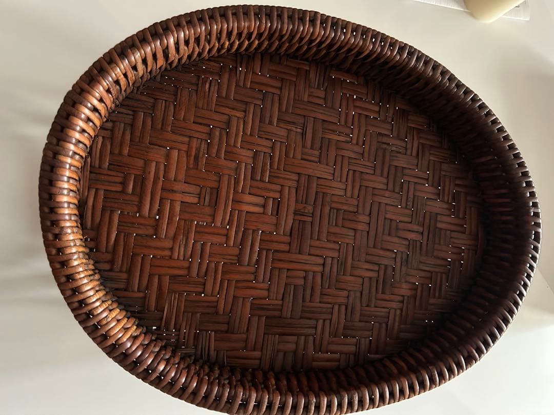 ラタン カントークテーブル　籐 ローテーブル 竹細工 古民具 41センチ