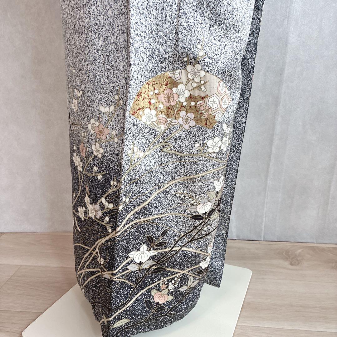 訪問着　フルセット　着物　たたき染　正絹　トールサイズ　黒　凛と優雅　J7