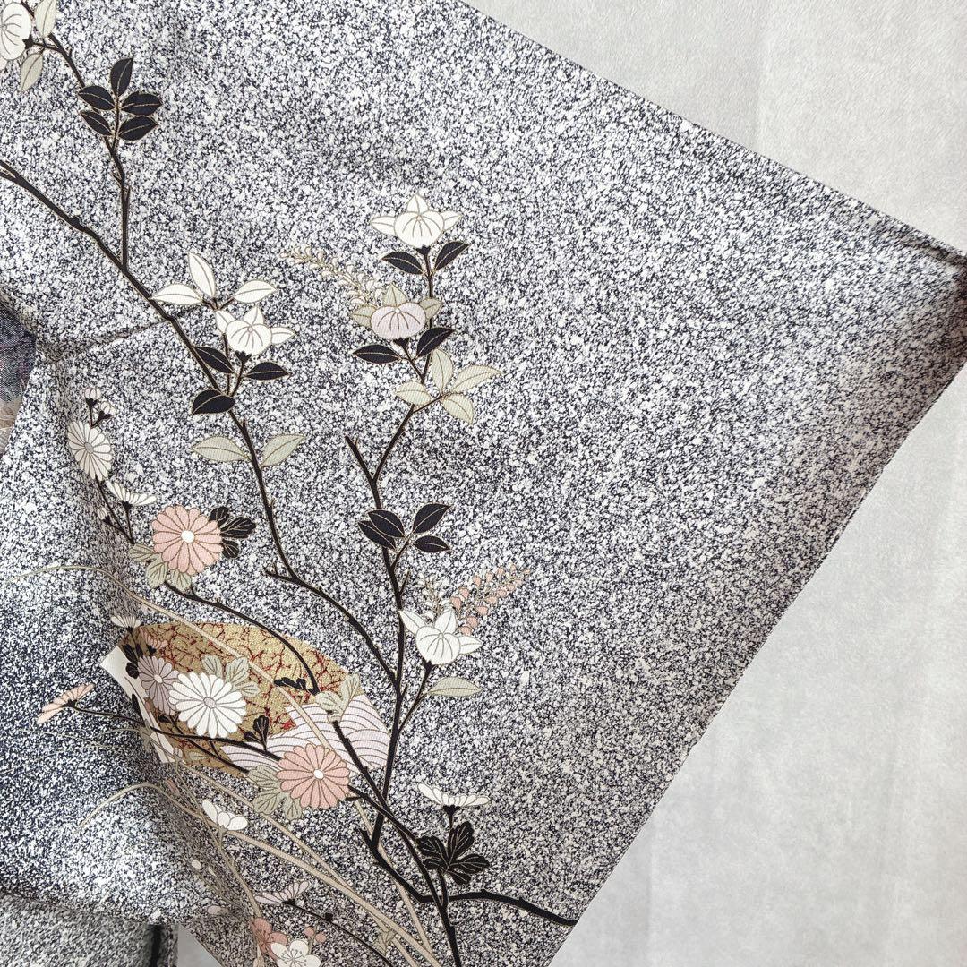 訪問着　フルセット　着物　たたき染　正絹　トールサイズ　黒　凛と優雅　J7