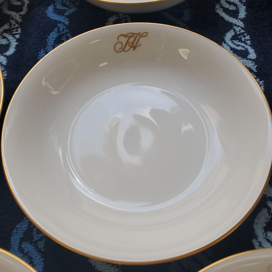 オールド大倉　大倉陶園　ゴールドライン　皿　8枚　OKURA 白磁　金彩