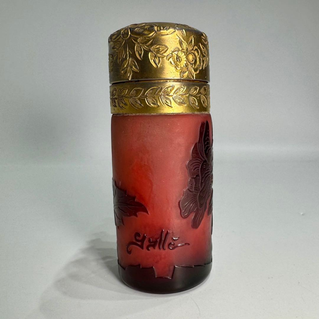 アンティーク エミール・ガレ 桜紋 酸化腐食彫 カメオ彫 アトマイザー 香水瓶