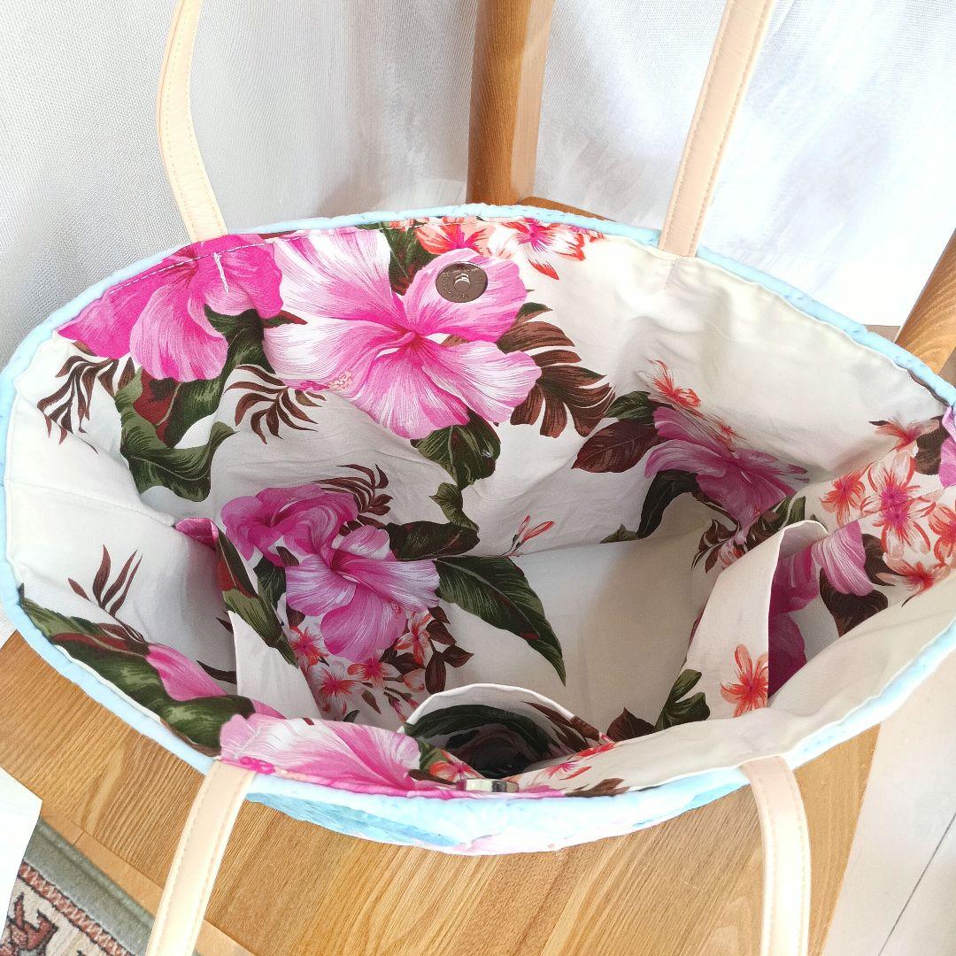 ハワイアンキルト　バッグ　モンステラ