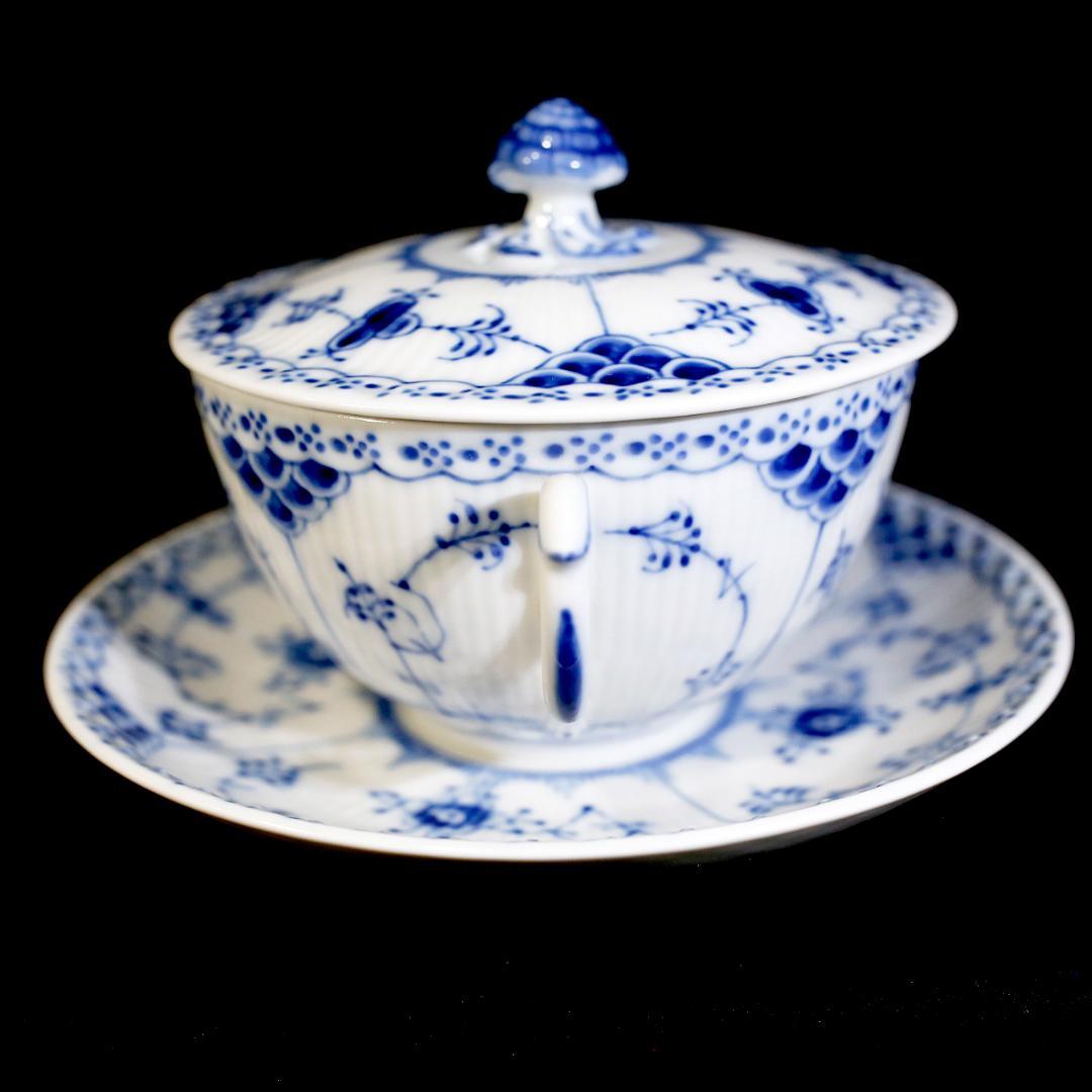 【美品】ロイヤルコペンハーゲン ハーフレース ダブルハンドル スープカップ