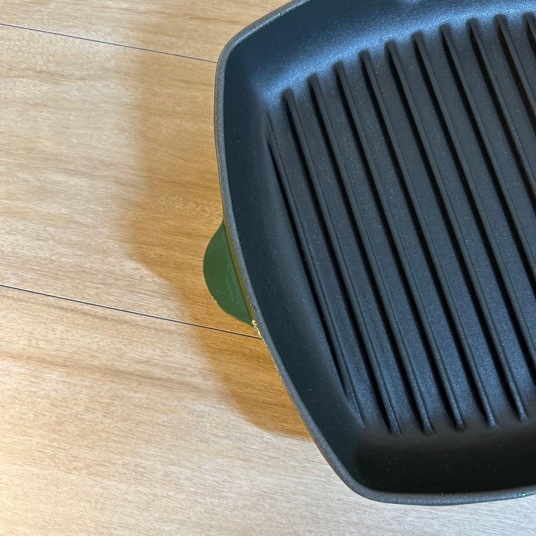 ルクルーゼ　スクエア　スキレット　グリルパン　グリル　26cm グリーン