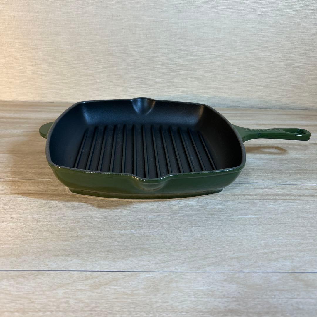 ルクルーゼ　スクエア　スキレット　グリルパン　グリル　26cm グリーン