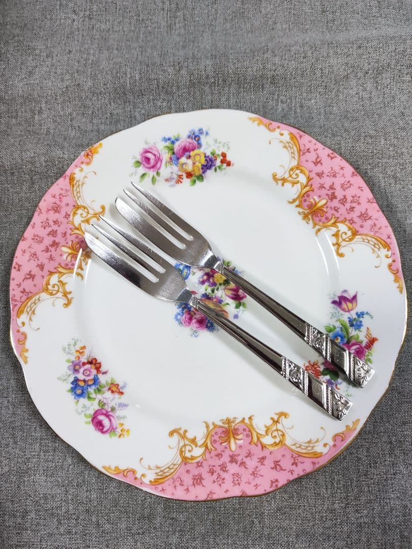 英国　シルバープレート　ケーキフォーク ペイストリーフォーク　6本　サーバー付