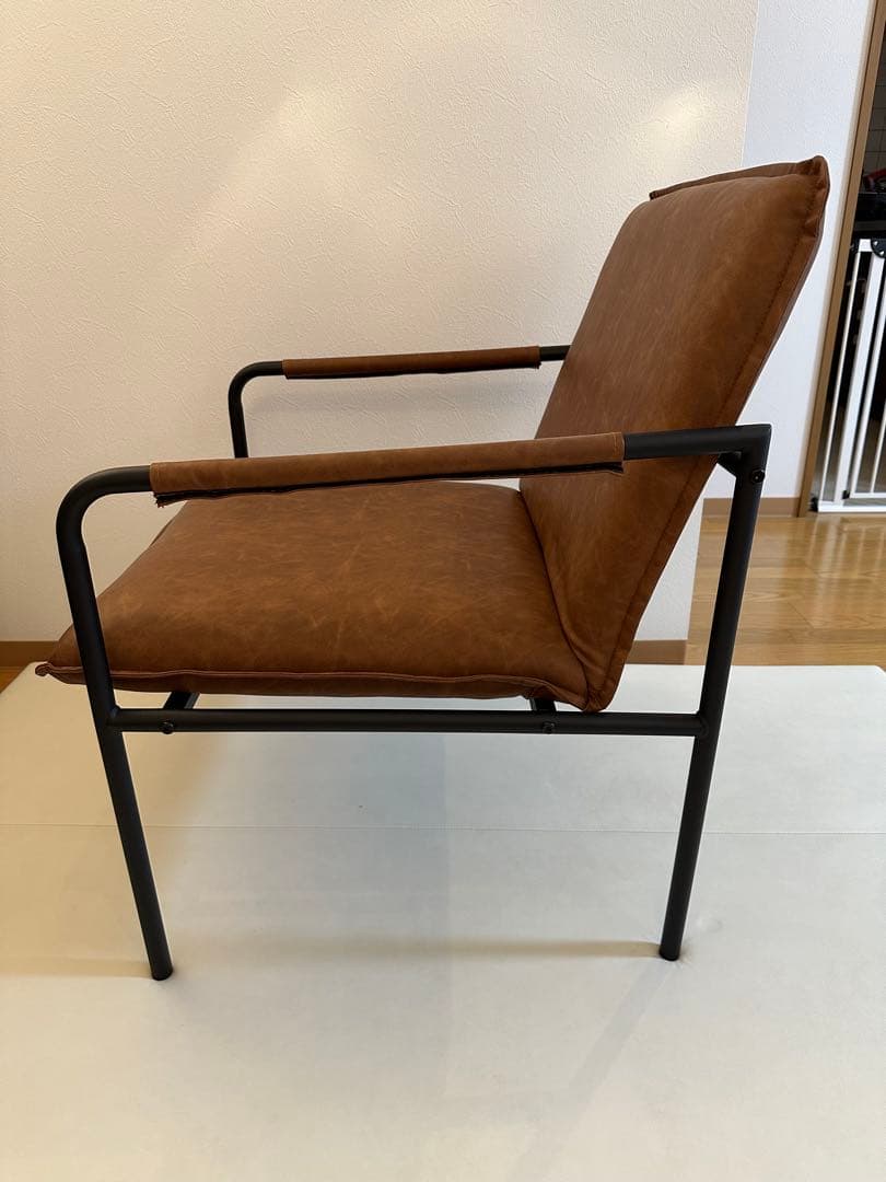 ブラウン 合成皮革 1人掛けソファ