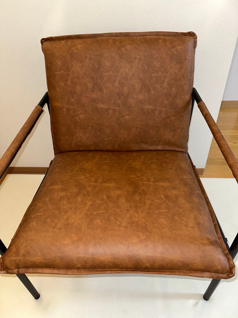 ブラウン 合成皮革 1人掛けソファ