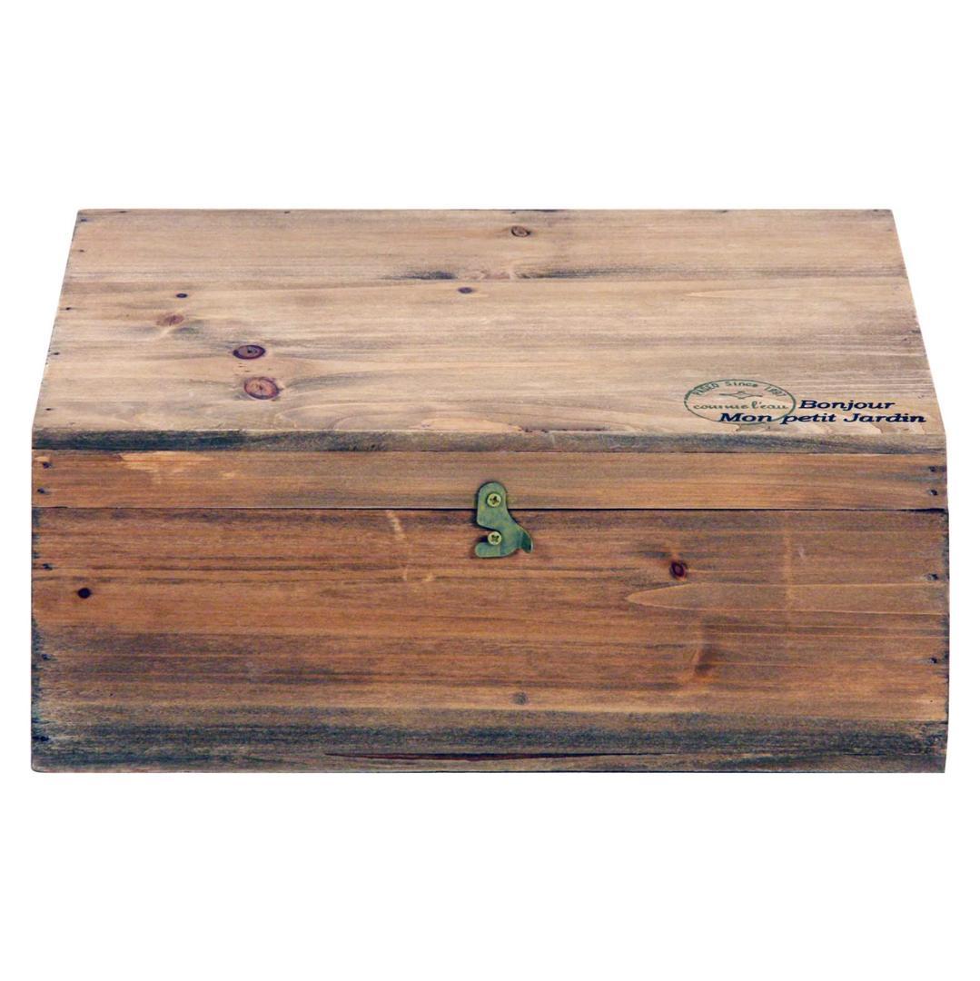 【3箱セット】蓋付き木箱 小物入れ ブラウン