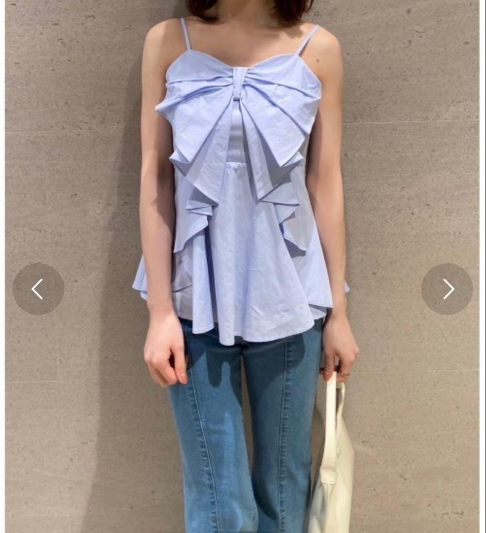 snidel リボンディティールブラウス ライトブルー スナイデル