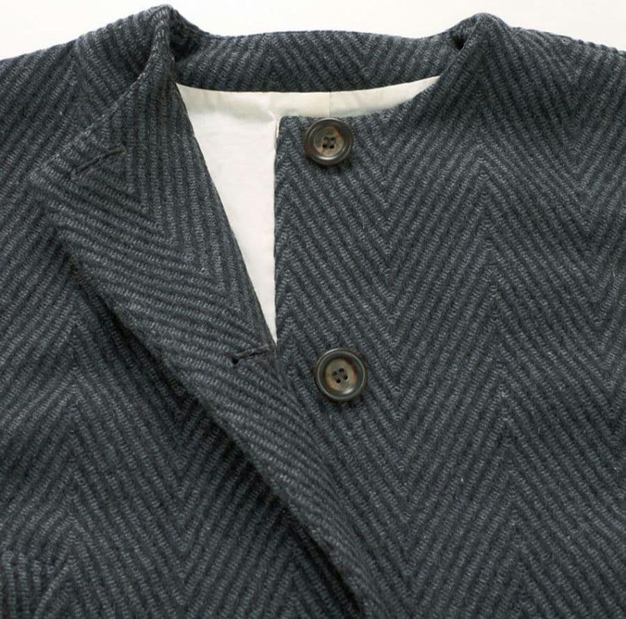 tumugu ビッグヘリンボーンノーカラージャケット