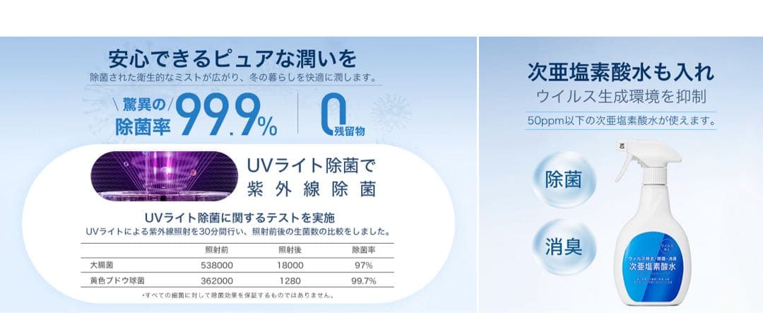 加湿器 大容量 10L 多重除菌浄化 2WAY吹出しノズル ハイブリッド式加湿器