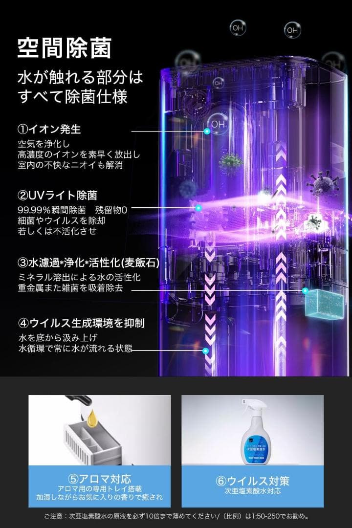 加湿器 大容量 10L 多重除菌浄化 2WAY吹出しノズル ハイブリッド式加湿器