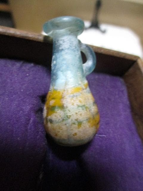 メソポタミア文明　コアガラス　香油瓶　箱付き　Q20-1