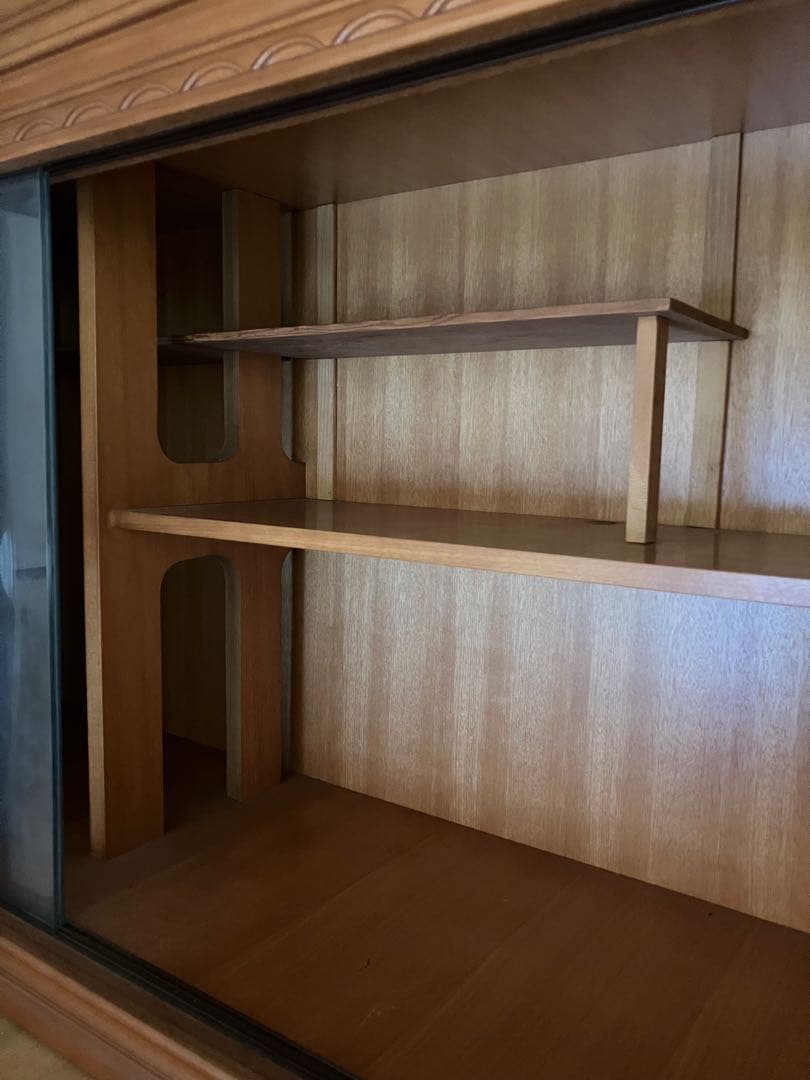 和風 レトロ 上置き 木製のガラス引き戸 飾り棚