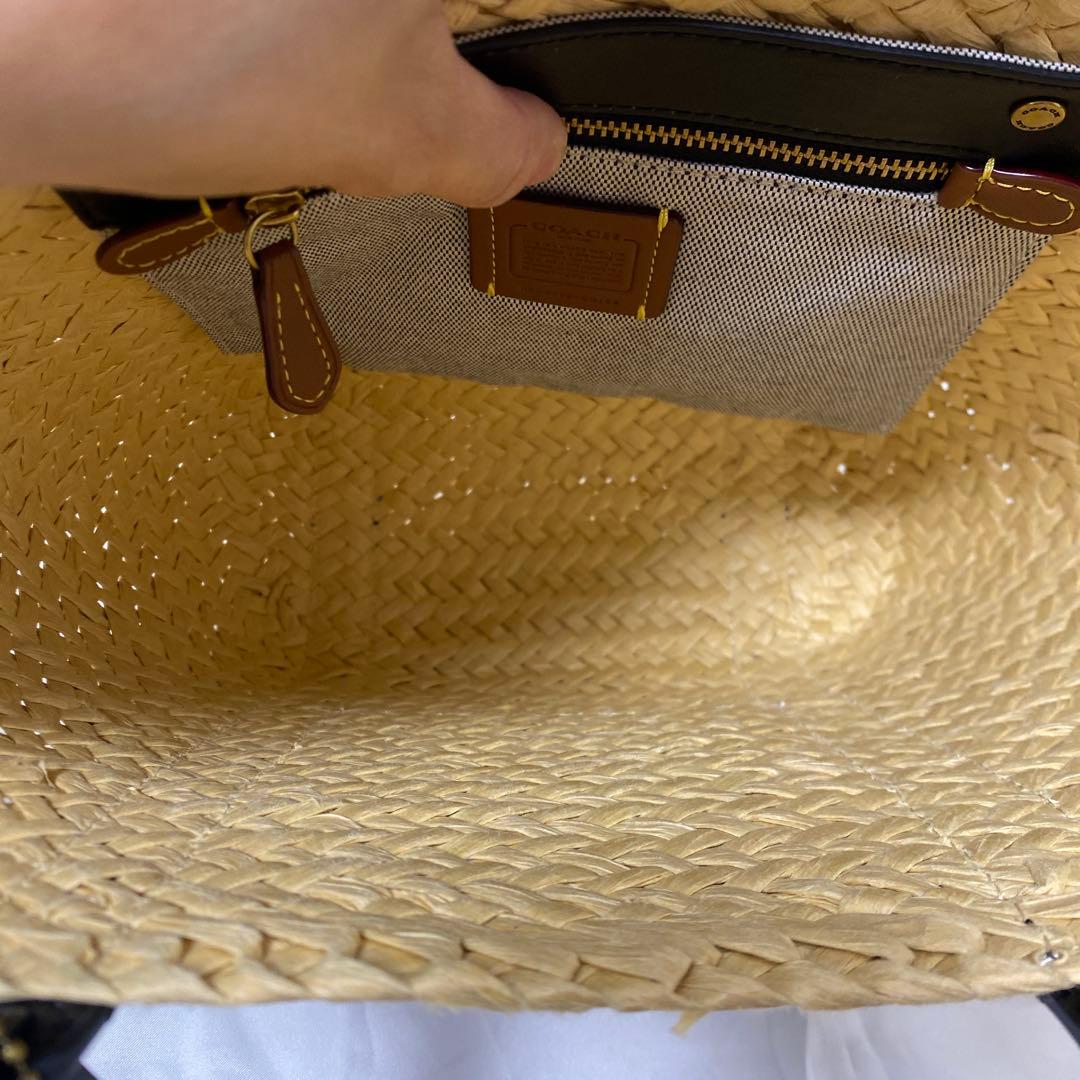 COACH ストロートートバッグ ベージュ×ブラック