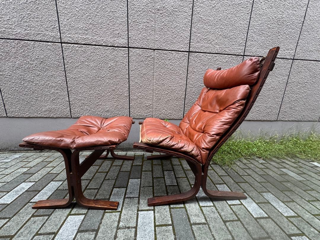 ブラウンレザー リクライニングソファ