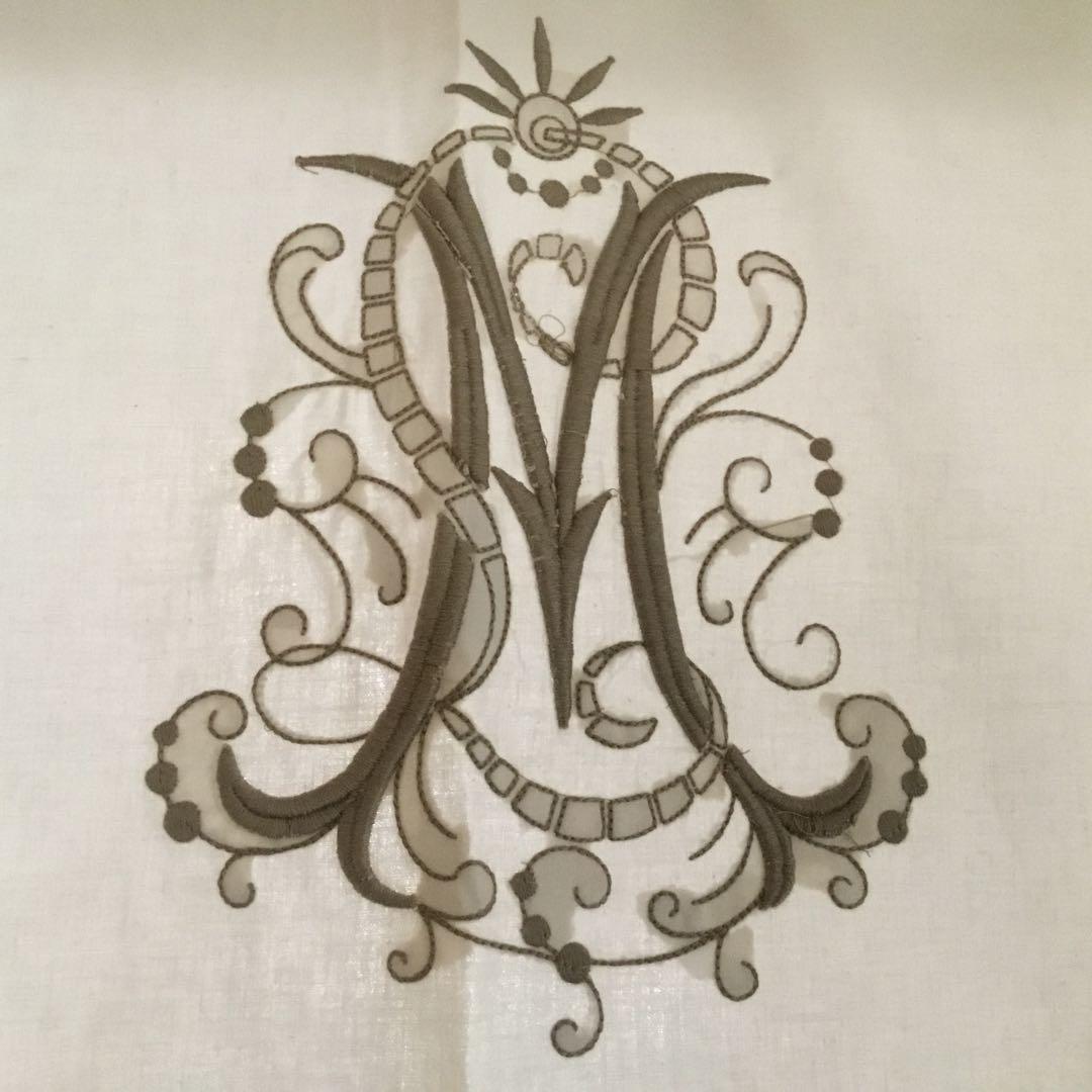 美しいアンティーク刺繍リネンコットンレースカーテン2枚セット