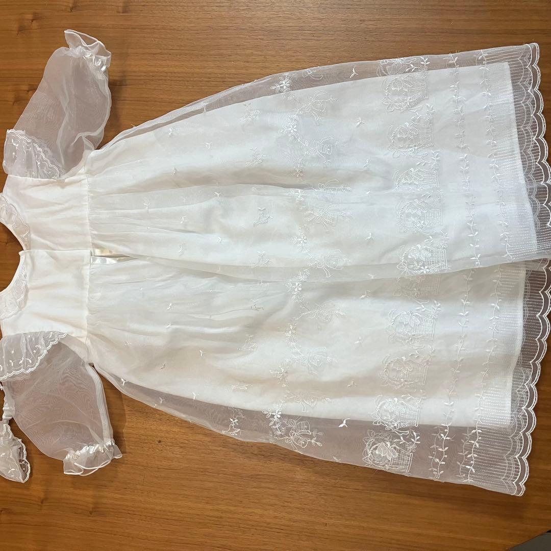 ファミリア　くま刺繍　ベビードレス　セレモニードレス