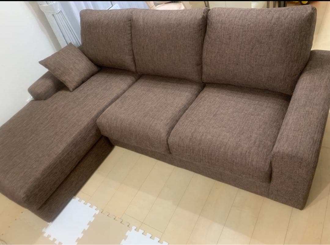 【現地引渡し限定】ブラウン L字型ソファ クッション付き　ニトリ