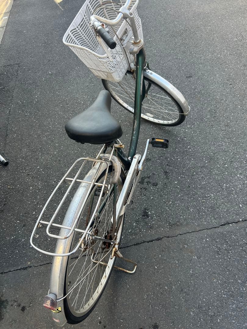 シティサイクル ダークグリーン 前カゴ付き