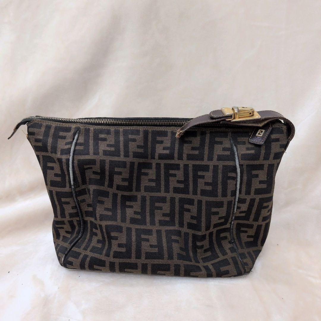 状態難 FENDI フェンディ ズッカ 柄バニティバッグ ブラウン 茶