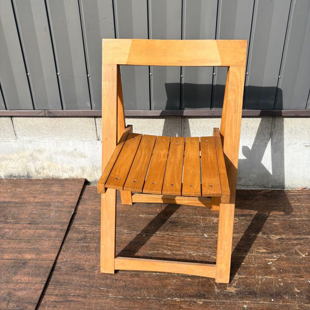 A4 北欧レトロ 木製折りたたみチェア ヴィンテージ ナチュラル ウッドチェア