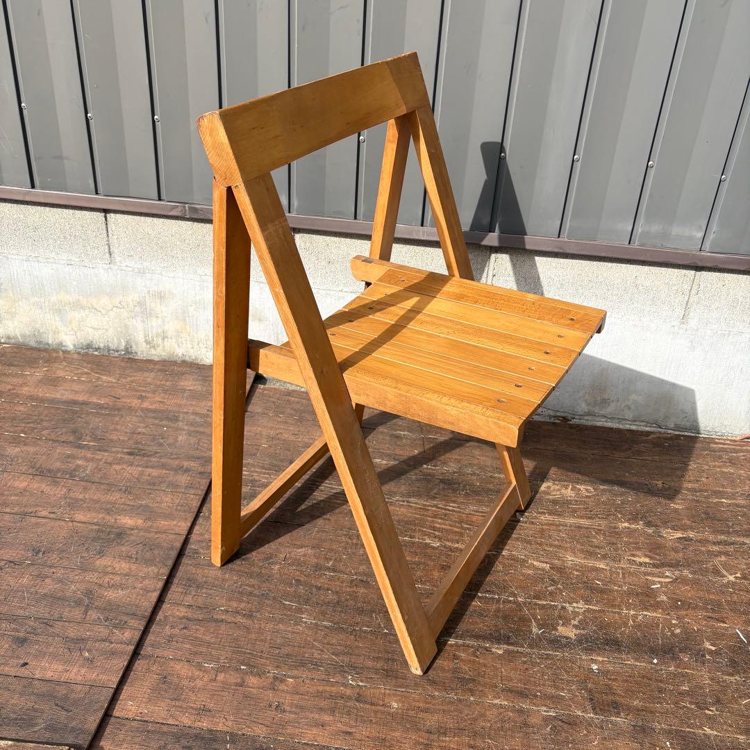A4 北欧レトロ 木製折りたたみチェア ヴィンテージ ナチュラル ウッドチェア