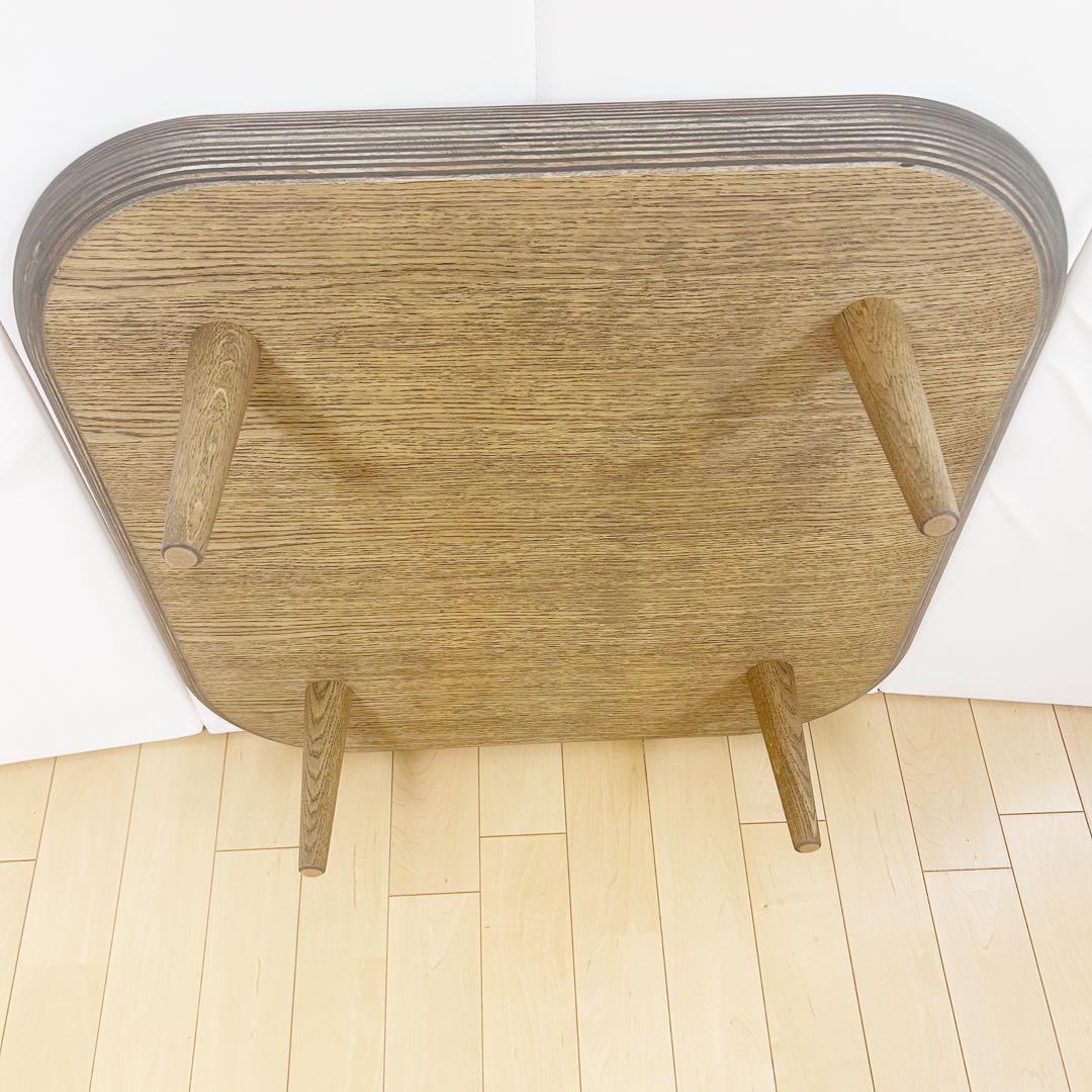 オーク無垢材　ローテーブル　天然木　ちゃぶ台　プライウッド　変形スクエア　角丸