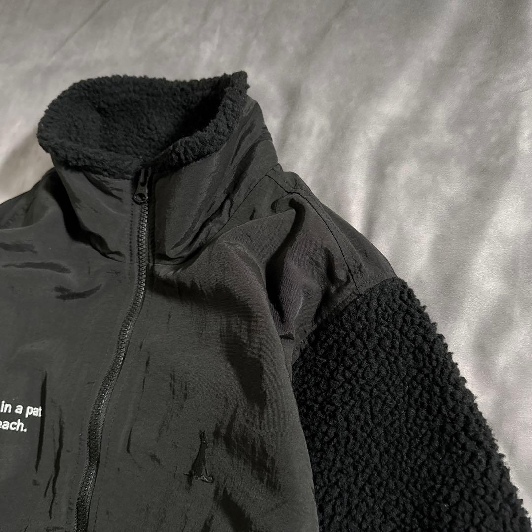 FR2 GOLF ボアフリース　刺繍ロゴ　バックプリント　切替　黒　ゴルフフェア