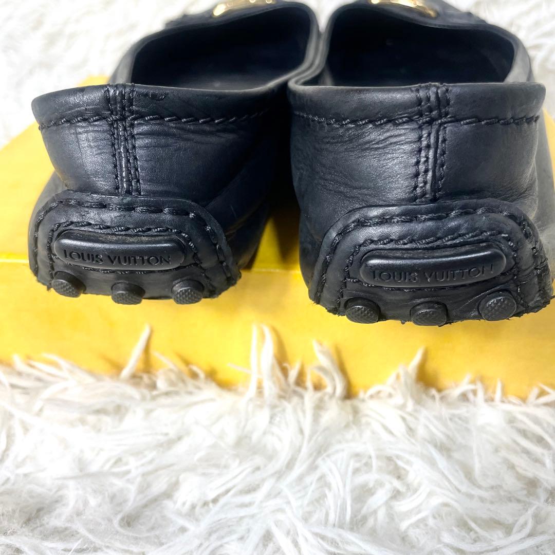 ルイヴィトン　パンプス　LVロゴ　ゴールド　レザー　ブラック　黒