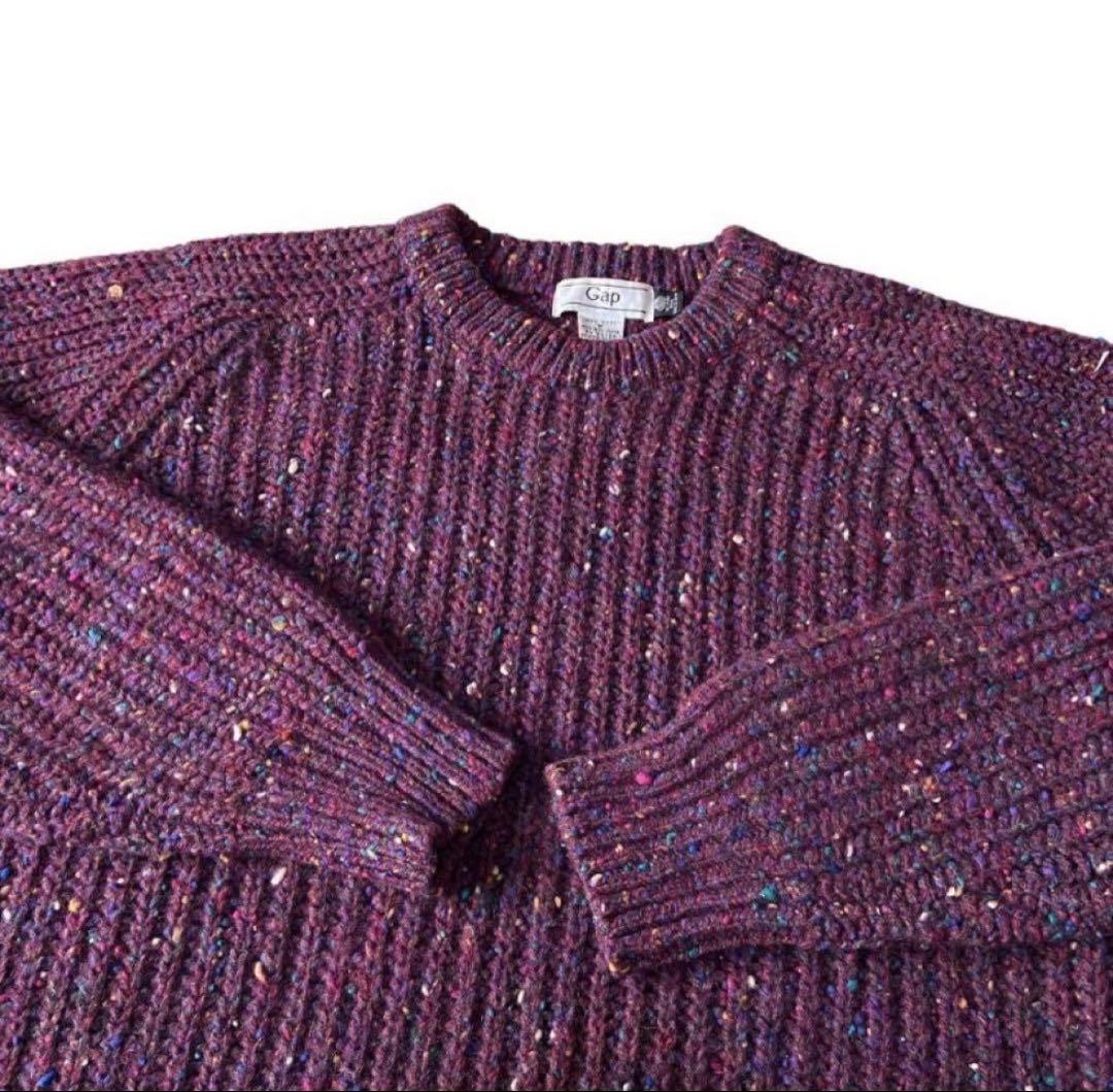 90s OLD GAP ネップ ミックス リブ編み ウール ニット セーター