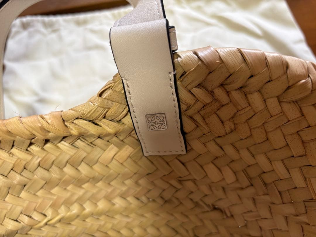 【美品】LOEWE かごバッグ ホワイト ベージュ スモール