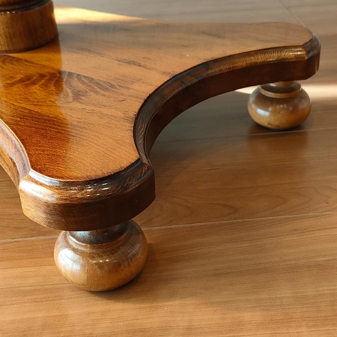 アンティーク　サイドテーブル　コーヒーテーブル　丸脚　スクエア