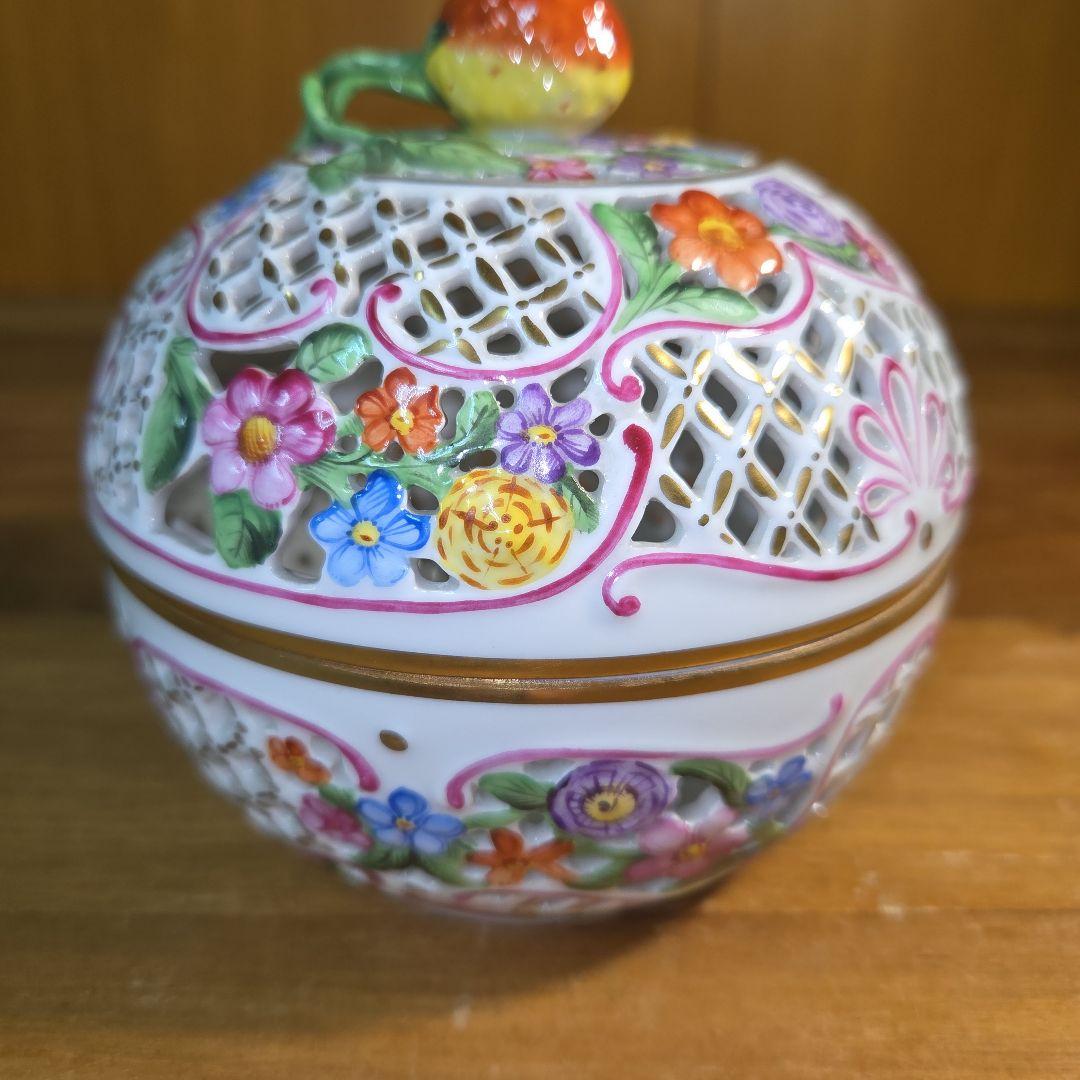 ヘレンドHerend 透かしボンボン入れ ボンボニエール ファンタジー約12cm