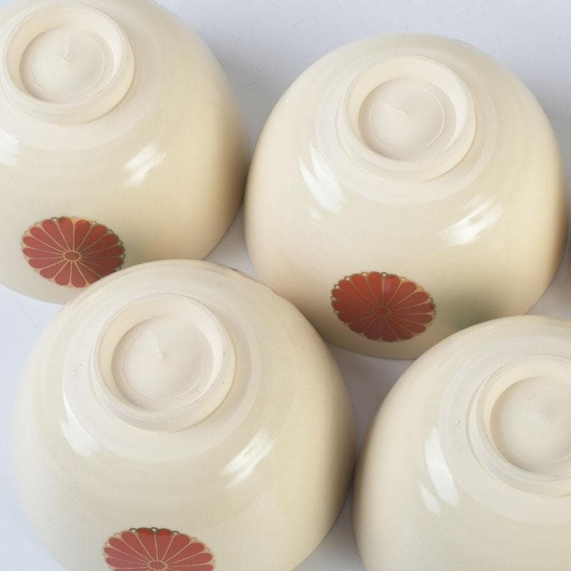 茶道具　京焼　加賀瑞山造　色絵金彩　菊桐文　数茶碗　五客　N　9823