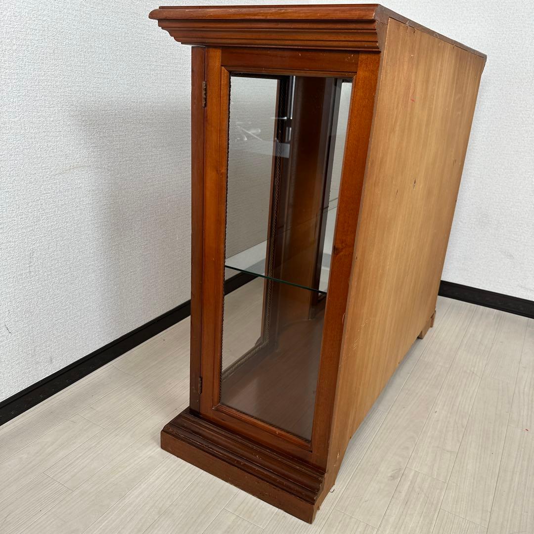 英国 アンティーク調 ガラス キャビネット キュリオケース 飾り棚 象嵌 i4※