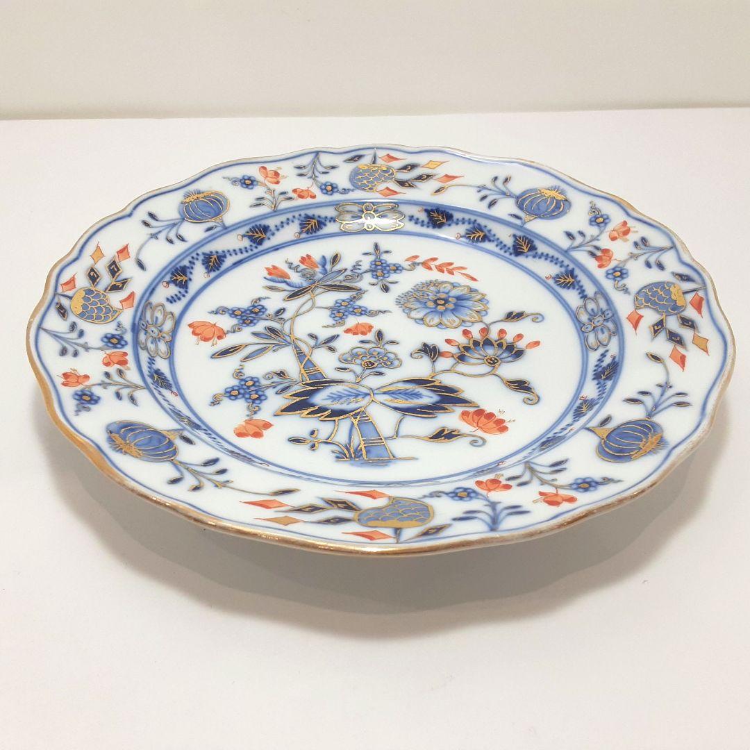 S144-1 オールドマイセン ボタン双剣 朱金オニオン プレート　ma