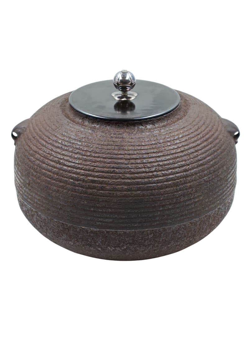 表千家 【兼中斎 書付】【二代北野宗三郎作】『南鐐摘(梅花)糸目 平丸釜』桐共箱