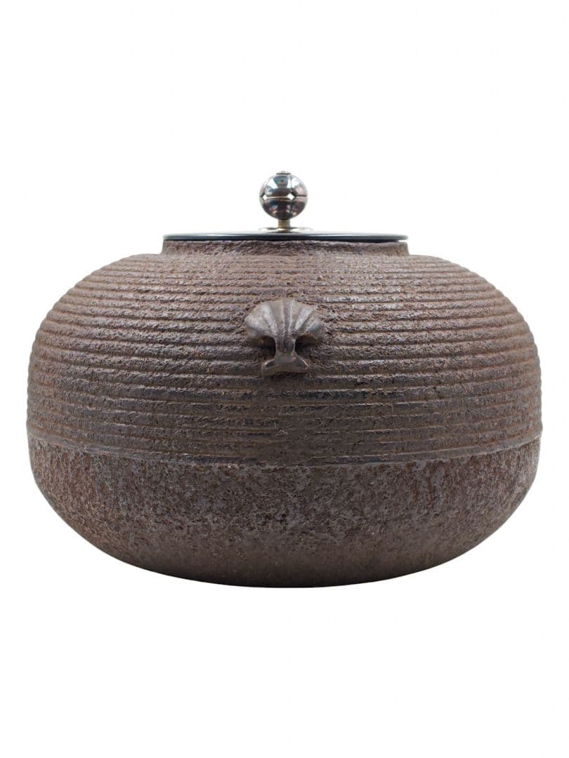 表千家 【兼中斎 書付】【二代北野宗三郎作】『南鐐摘(梅花)糸目 平丸釜』桐共箱