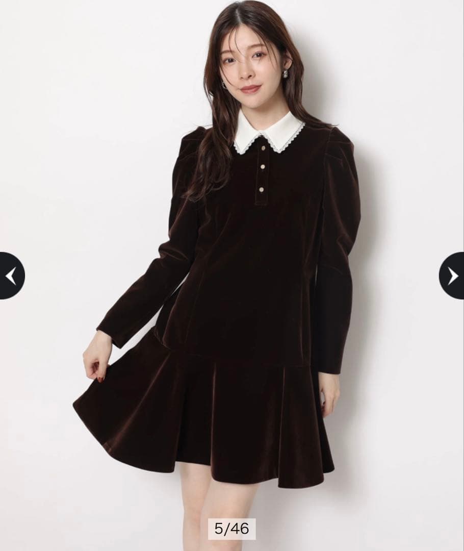 リランドチュール ベルベットカラーミニワンピース