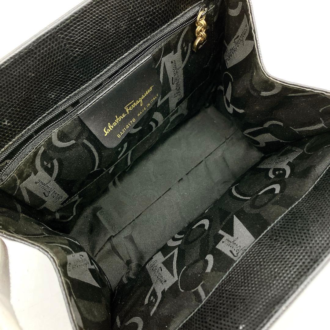 【Salvatore Ferragamo】ハンドバッグ レザー　リザード　黒