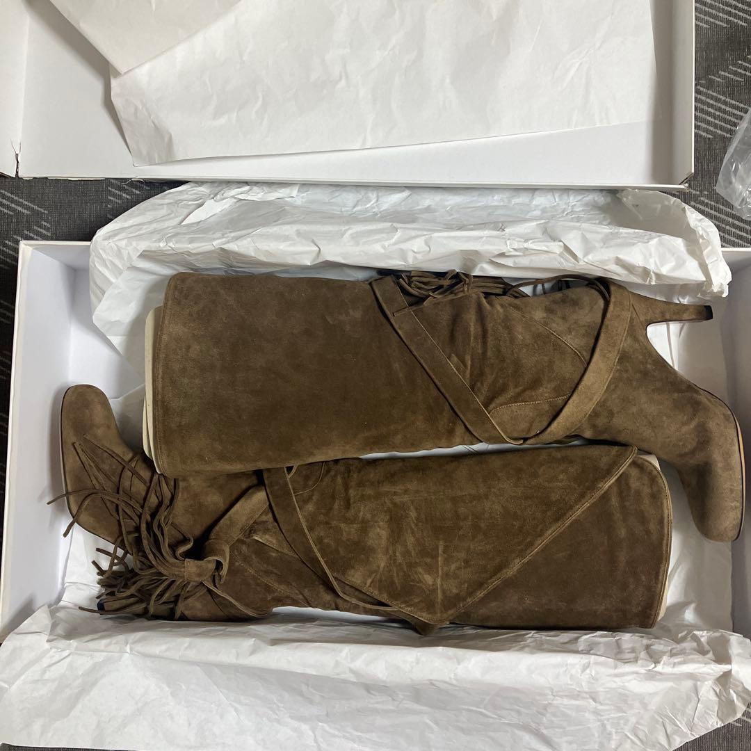 p*o様 Chloe キャメル フリンジ付きロングブーツ