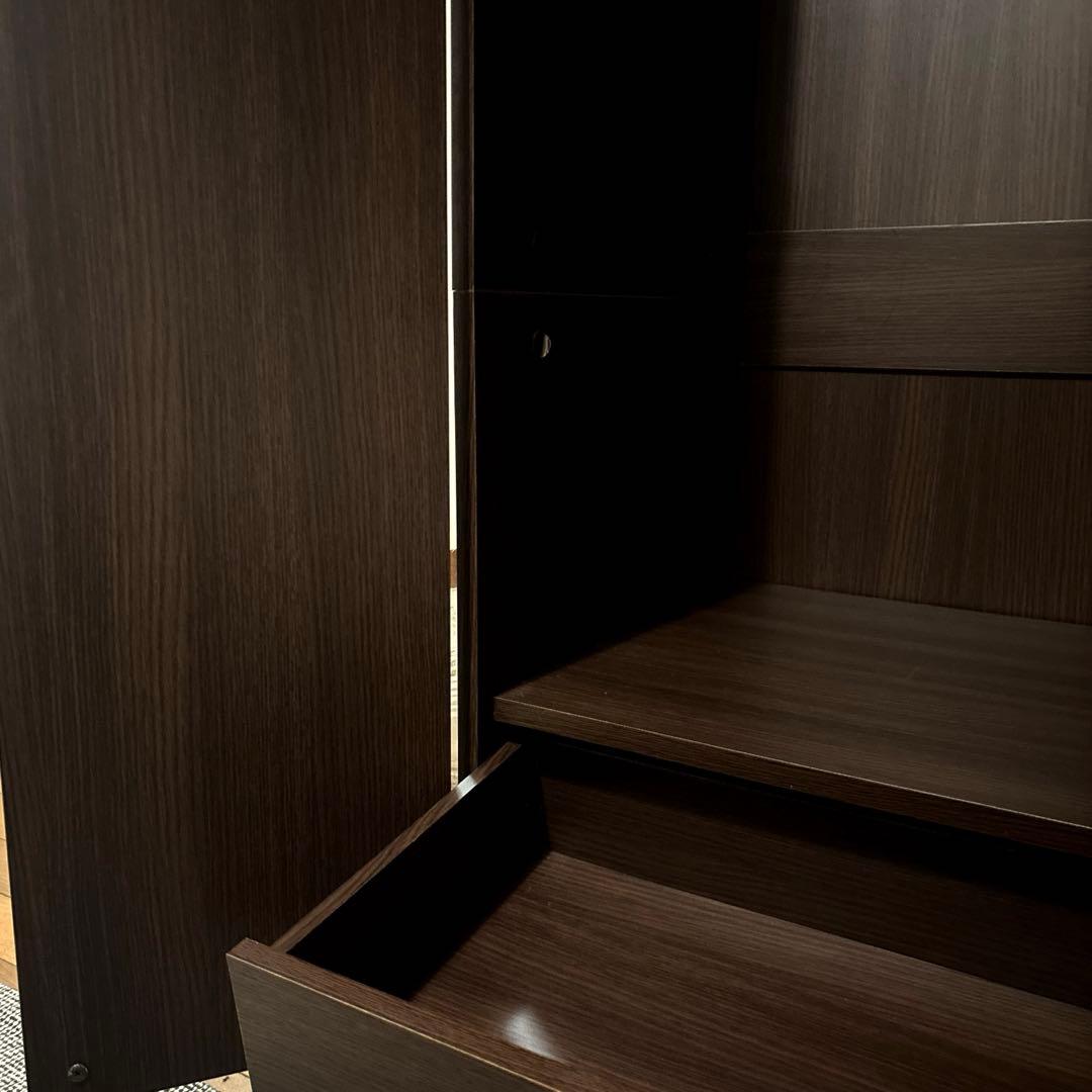 【1月27日まで】ダークブラウン クローゼット ワードローブ2ドア 引き出し付き