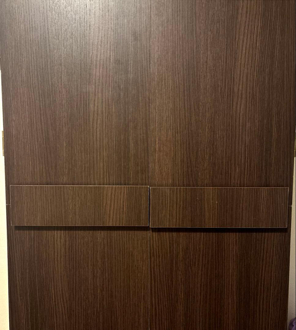 【1月27日まで】ダークブラウン クローゼット ワードローブ2ドア 引き出し付き