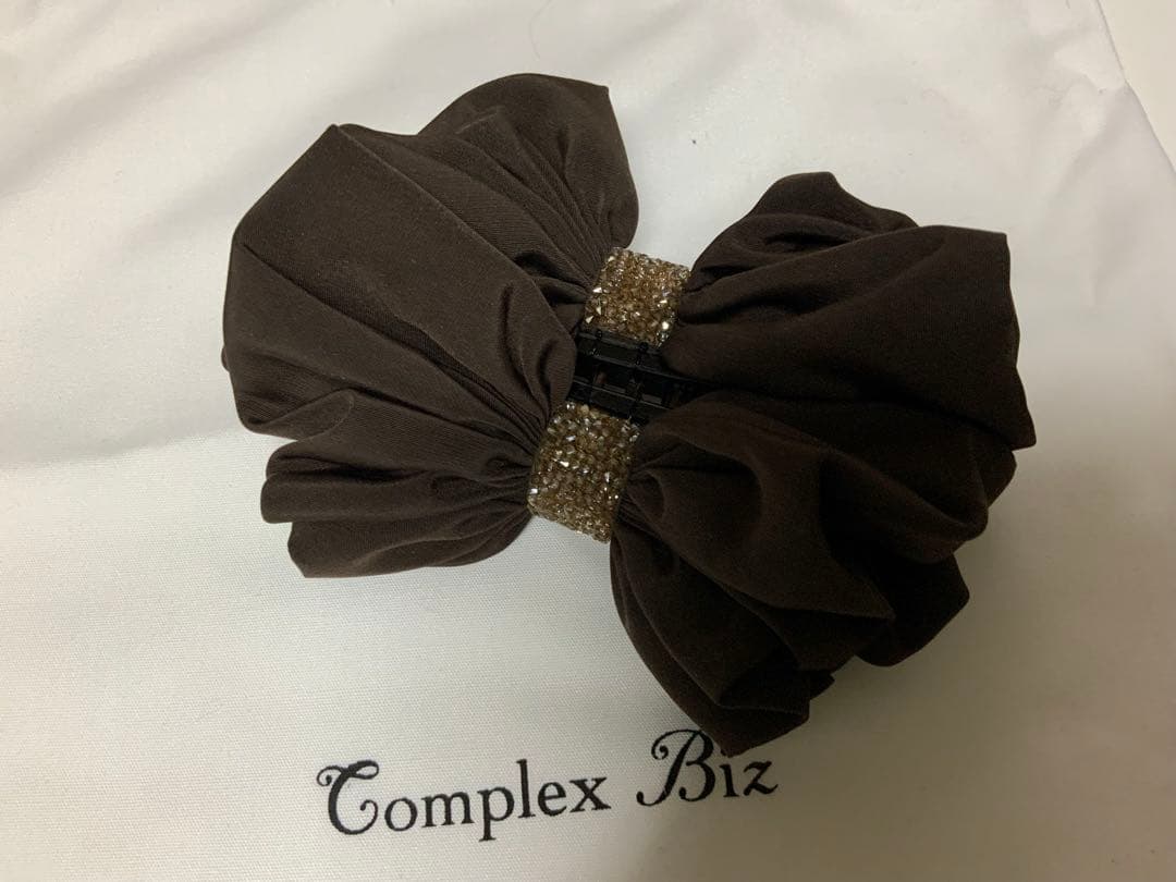 Complex Biz バナナクリップダークブラウン リボンヘアアクセサリー新品