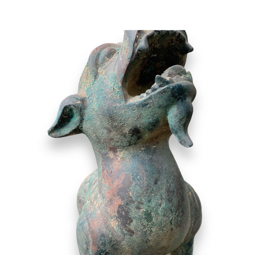 青銅器 獅子　一角獣　長尾獣　中国古玩 漢時代　犠動　置物　骨董