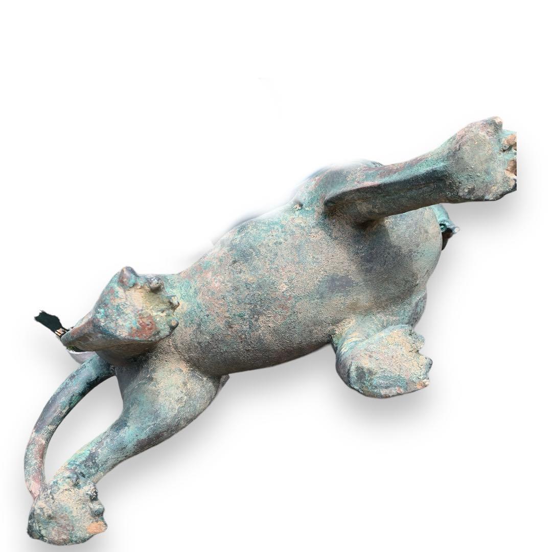 青銅器 獅子　一角獣　長尾獣　中国古玩 漢時代　犠動　置物　骨董