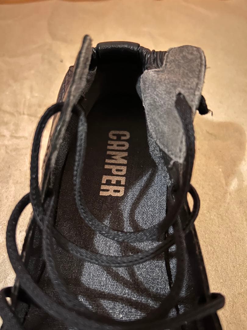 本革バレエシューズ　CAMPER39(25.0相当) ライトニナハイカット　黒